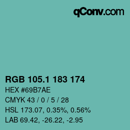 Color code: RGB 105.1 183 174 | qconv.com