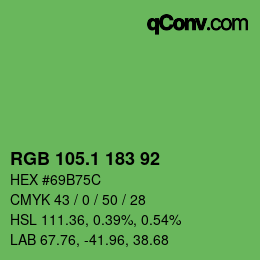 カラーコード: RGB 105.1 183 92 | qconv.com