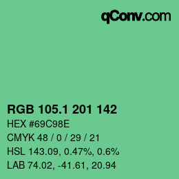 カラーコード: RGB 105.1 201 142 | qconv.com