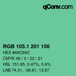 カラーコード: RGB 105.1 201 156 | qconv.com