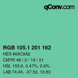 カラーコード: RGB 105.1 201 162 | qconv.com