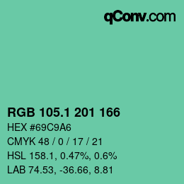 カラーコード: RGB 105.1 201 166 | qconv.com
