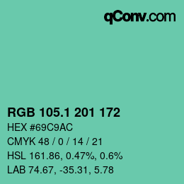 カラーコード: RGB 105.1 201 172 | qconv.com