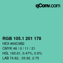 Color code: RGB 105.1 201 178 | qconv.com