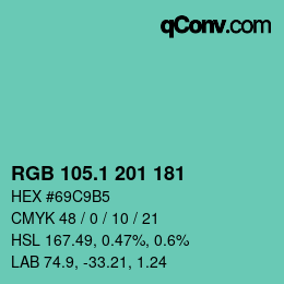 カラーコード: RGB 105.1 201 181 | qconv.com