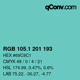 Color code: RGB 105.1 201 193 | qconv.com