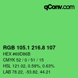 カラーコード: RGB 105.1 216.8 107 | qconv.com