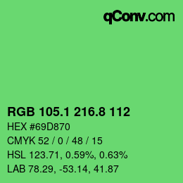 カラーコード: RGB 105.1 216.8 112 | qconv.com
