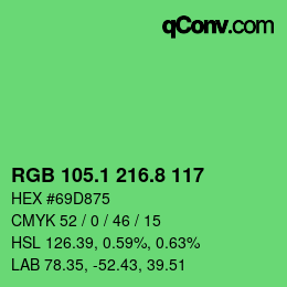カラーコード: RGB 105.1 216.8 117 | qconv.com