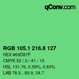 カラーコード: RGB 105.1 216.8 127 | qconv.com