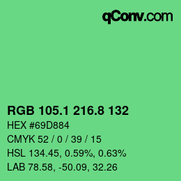 カラーコード: RGB 105.1 216.8 132 | qconv.com