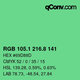 カラーコード: RGB 105.1 216.8 141 | qconv.com