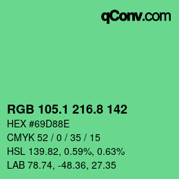 カラーコード: RGB 105.1 216.8 142 | qconv.com