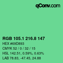 カラーコード: RGB 105.1 216.8 147 | qconv.com
