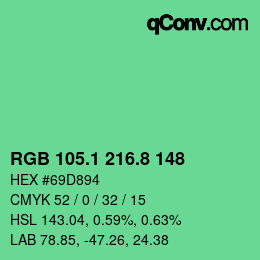 カラーコード: RGB 105.1 216.8 148 | qconv.com