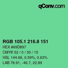 カラーコード: RGB 105.1 216.8 151 | qconv.com