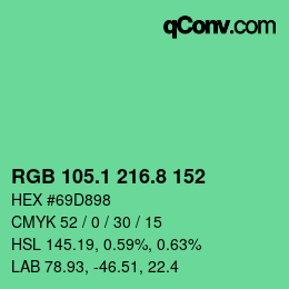 カラーコード: RGB 105.1 216.8 152 | qconv.com