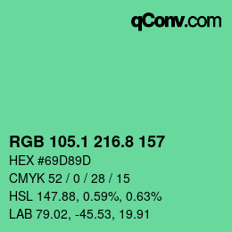 カラーコード: RGB 105.1 216.8 157 | qconv.com