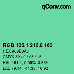 カラーコード: RGB 105.1 216.8 163 | qconv.com