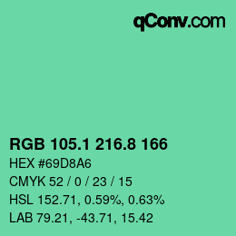 カラーコード: RGB 105.1 216.8 166 | qconv.com
