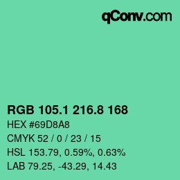カラーコード: RGB 105.1 216.8 168 | qconv.com