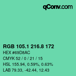 カラーコード: RGB 105.1 216.8 172 | qconv.com