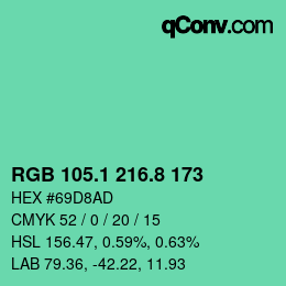 カラーコード: RGB 105.1 216.8 173 | qconv.com