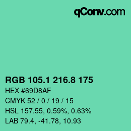 カラーコード: RGB 105.1 216.8 175 | qconv.com