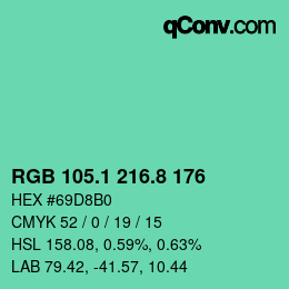 カラーコード: RGB 105.1 216.8 176 | qconv.com