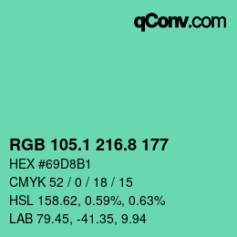 カラーコード: RGB 105.1 216.8 177 | qconv.com