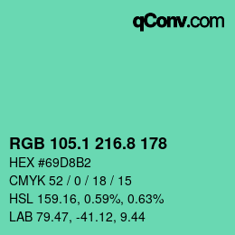 カラーコード: RGB 105.1 216.8 178 | qconv.com