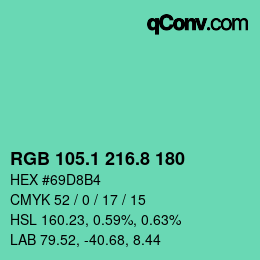 カラーコード: RGB 105.1 216.8 180 | qconv.com