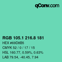 カラーコード: RGB 105.1 216.8 181 | qconv.com