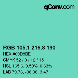 カラーコード: RGB 105.1 216.8 190 | qconv.com