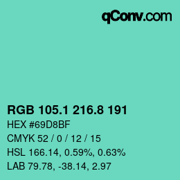 カラーコード: RGB 105.1 216.8 191 | qconv.com