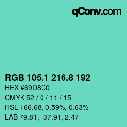 Color code: RGB 105.1 216.8 192 | qconv.com