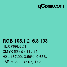 カラーコード: RGB 105.1 216.8 193 | qconv.com