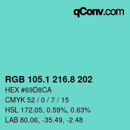 Color code: RGB 105.1 216.8 202 | qconv.com