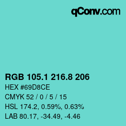 Color code: RGB 105.1 216.8 206 | qconv.com
