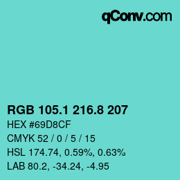 Color code: RGB 105.1 216.8 207 | qconv.com