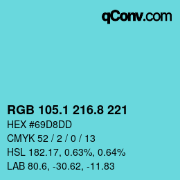 Color code: RGB 105.1 216.8 221 | qconv.com