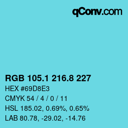 Color code: RGB 105.1 216.8 227 | qconv.com