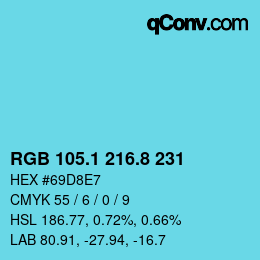 Color code: RGB 105.1 216.8 231 | qconv.com