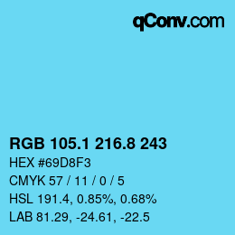 カラーコード: RGB 105.1 216.8 243 | qconv.com