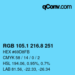 Color code: RGB 105.1 216.8 251 | qconv.com