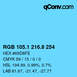 Color code: RGB 105.1 216.8 254 | qconv.com