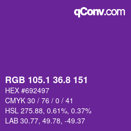 カラーコード: RGB 105.1 36.8 151 | qconv.com