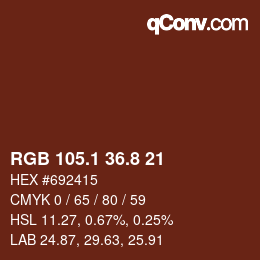 カラーコード: RGB 105.1 36.8 21 | qconv.com