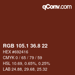 カラーコード: RGB 105.1 36.8 22 | qconv.com