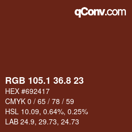 Color code: RGB 105.1 36.8 23 | qconv.com